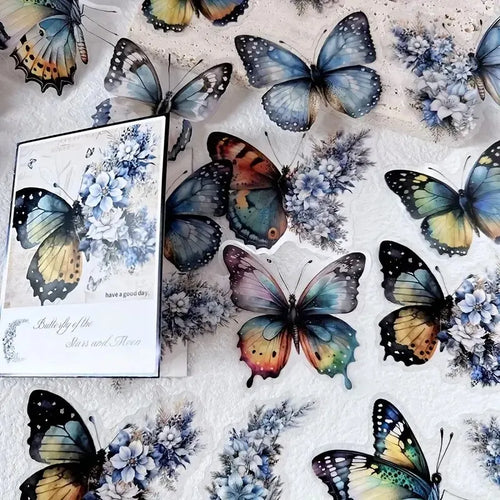 30 PCs Butterfly Flower Themed DIY Decorative Stickers Pack Decorative