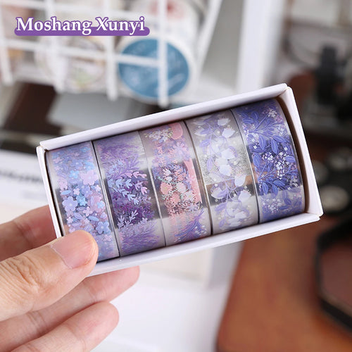 5-PCS boxed transparent pet flower language and paper tape diy
