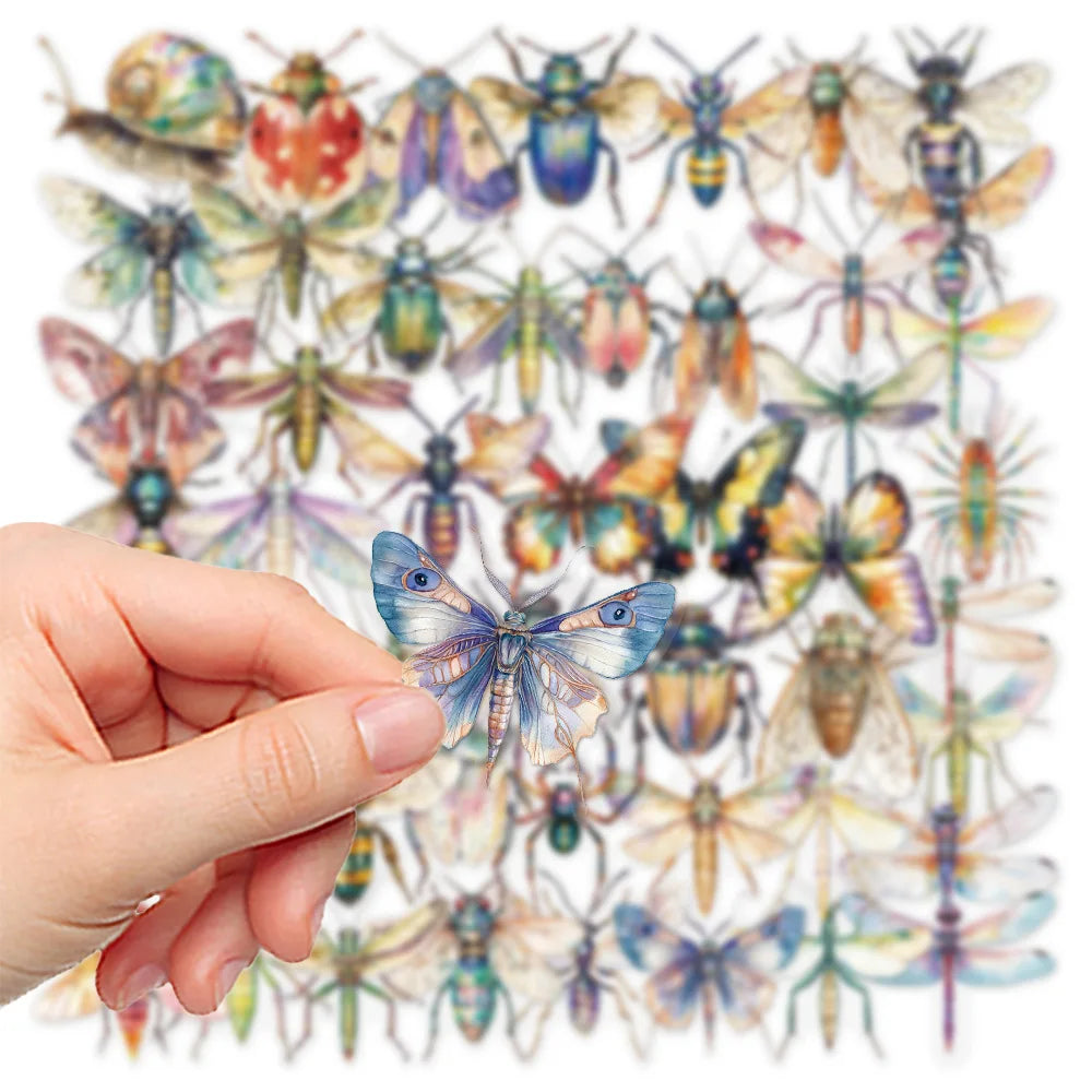 50Pcs Cute Cartoon Insect Beetle Stickers PET for Toy DIY Luggage
