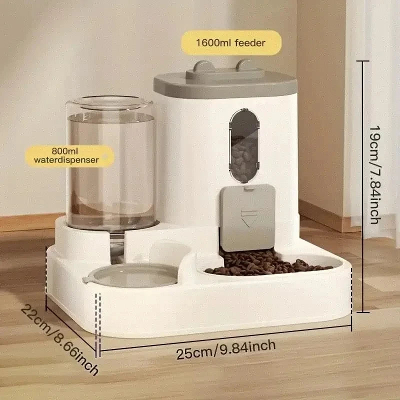 Dog & Cat Automatic Feeder & Waterer Set: Gravity Design, Leak-Proof,