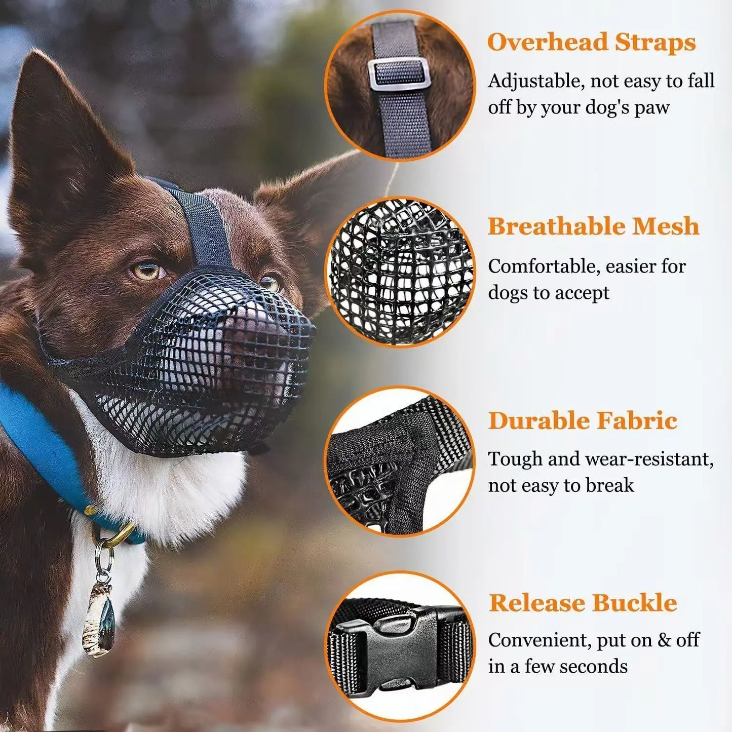 Dog Muzzle Mesh Large Dog Breathable Grid Prevent Random Eating Stop