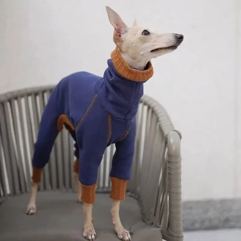 Dog Clothes Pet Plush Warm High Neck Four Legged Clothes Slightly