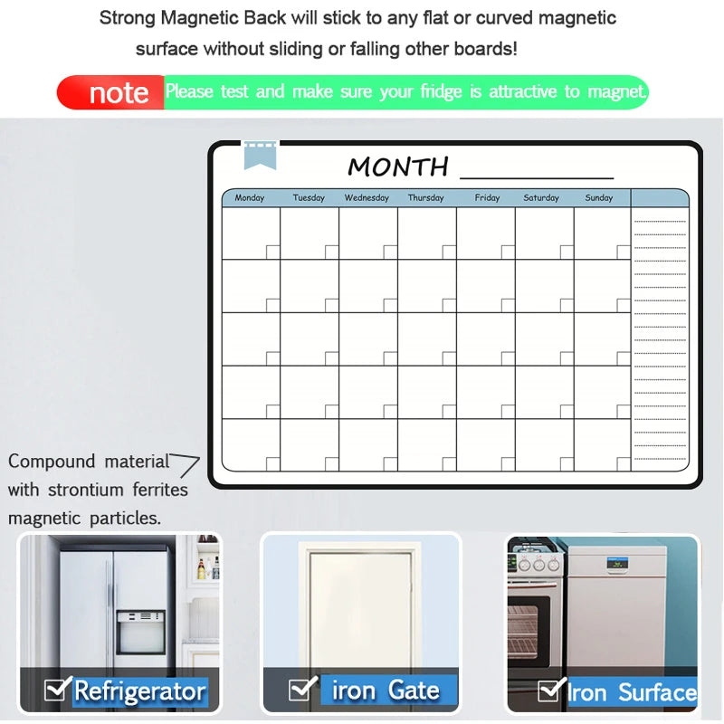 A3 Size Magnetic Monthly Weekly Planner Dry Erase Whiteboard Calendar