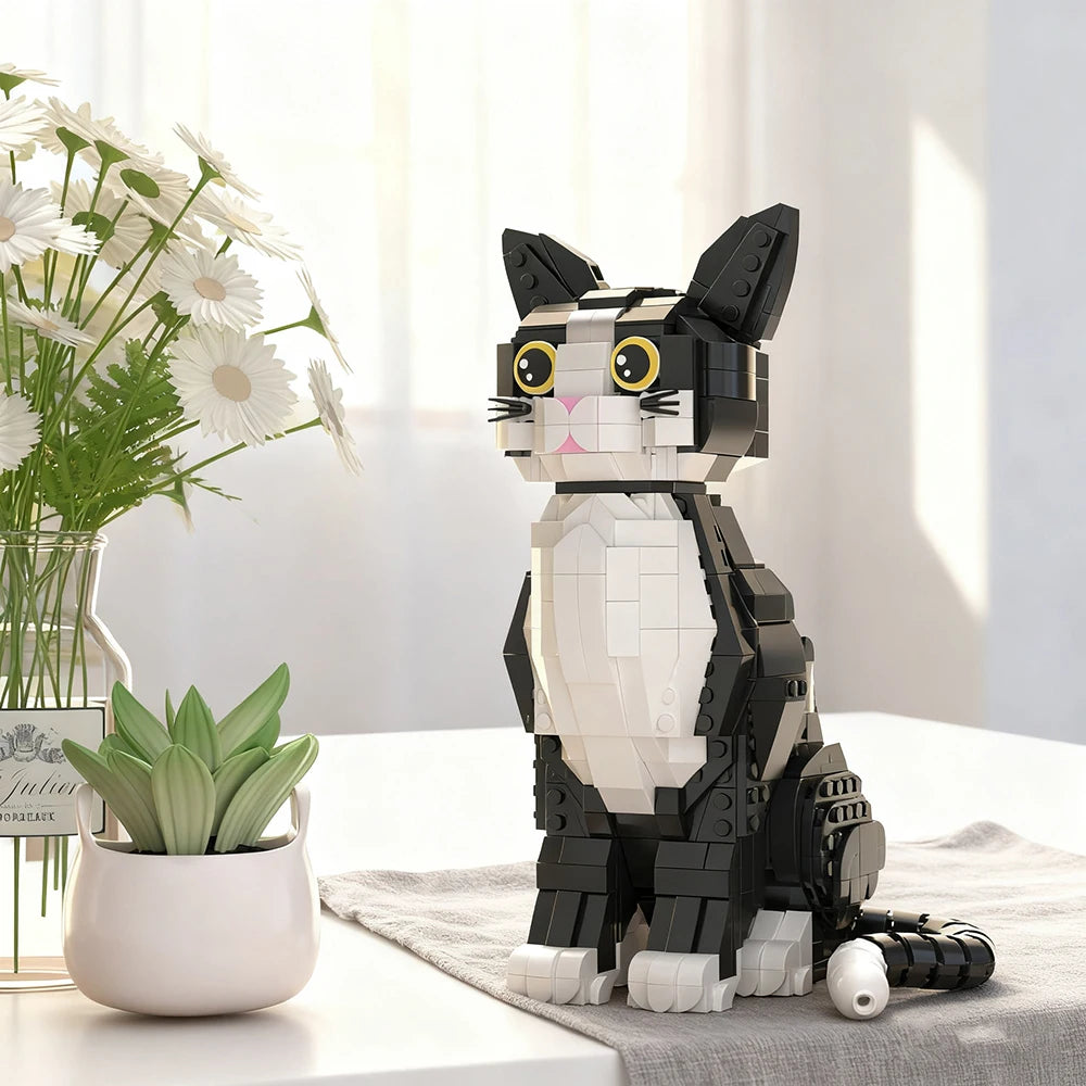 Micro Mini Building Blocks Flower Cat Model, Cute DIY Construction