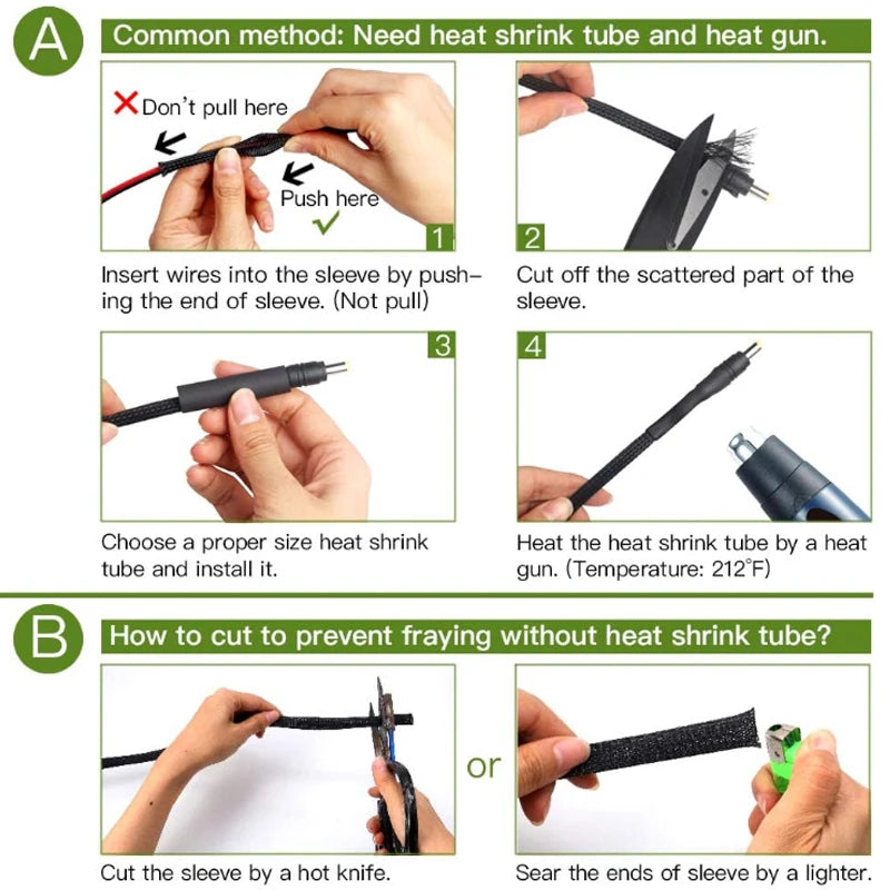3/5M Black Insulated Braid Sleeving