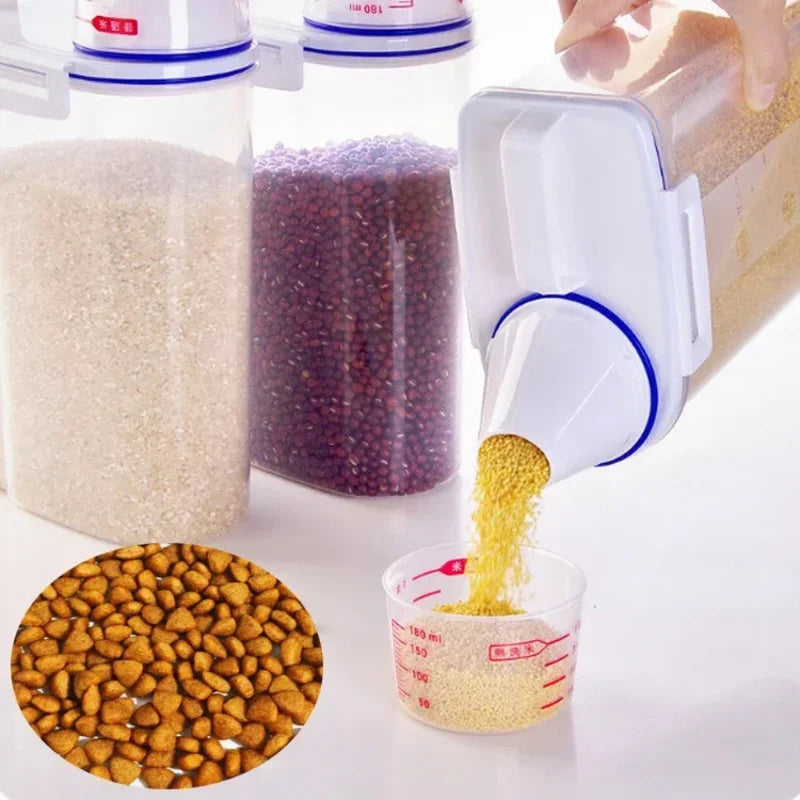 1.5kg/2kg Measuring Cup Food Store Container Dog Cat  Pail Plastic