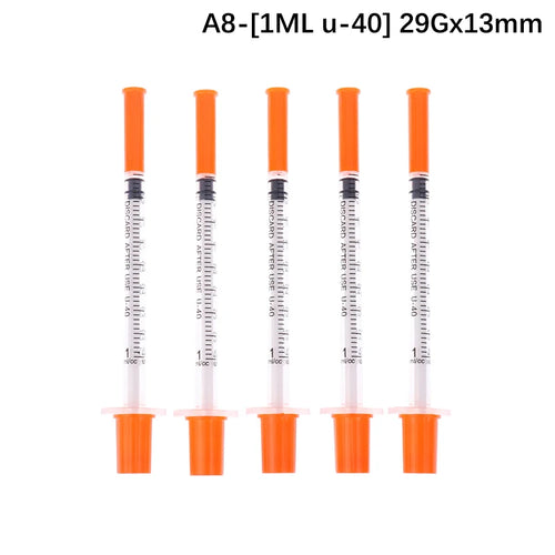 5Pcs 0.3/0.5/1ML Disposable Plastic Veterinary Syringe Orange Cap