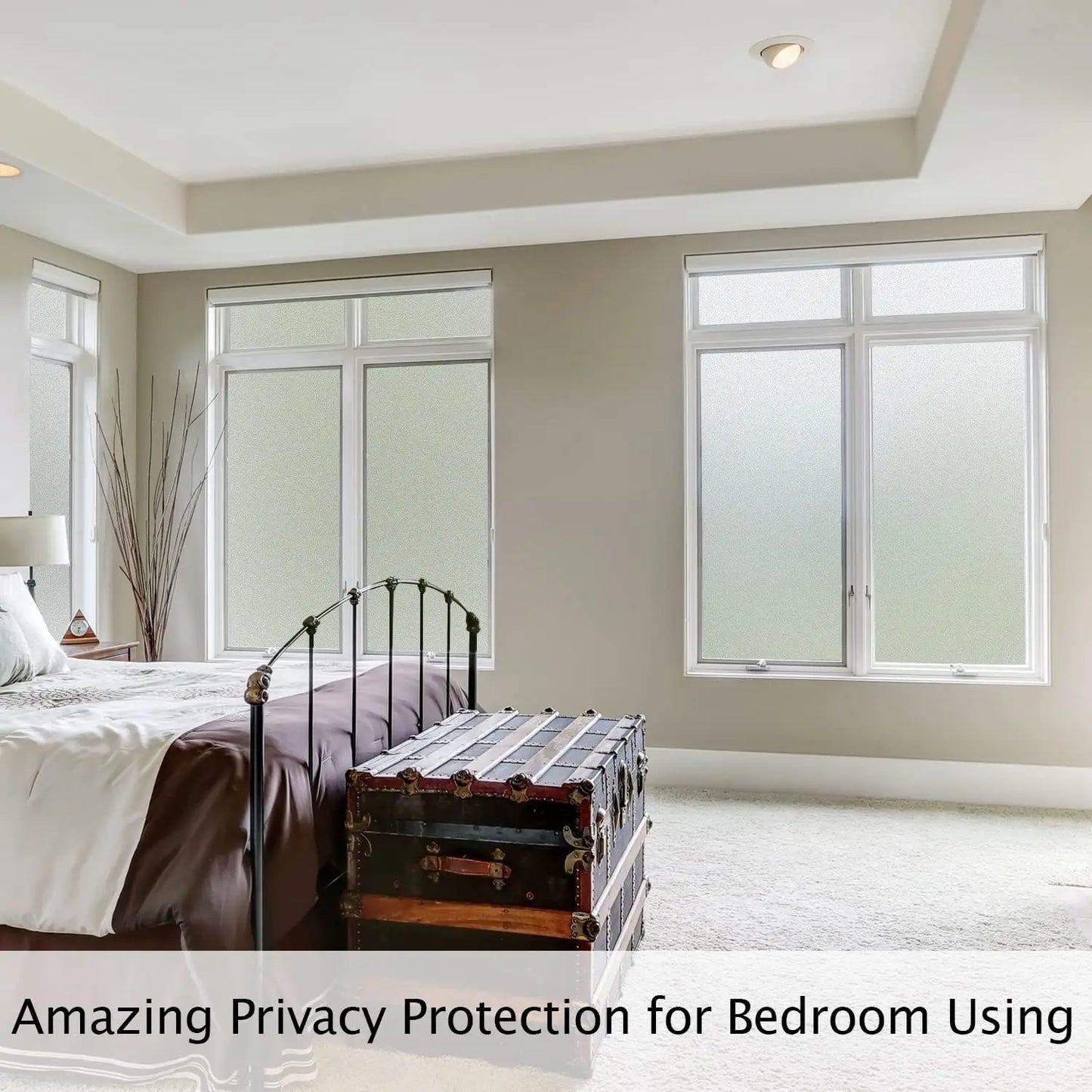 Window Privacy Film Non-Adhesive Frosted Glass Window Film for