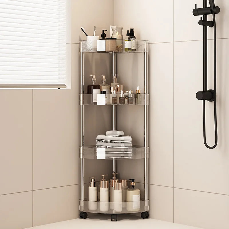 Fashion Rack Multi-Layer Transparent Bathroom Shelf Washbasin Storage