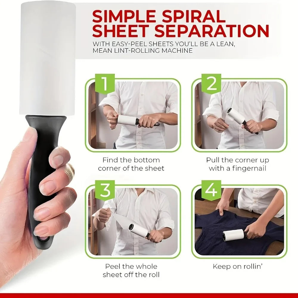 Reusable Lint Roller for Pet Hair - Sticky Adhesive Dust Remover for
