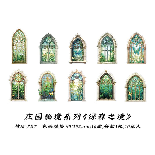 JIANQI 10pcs Flowers Window Sticker PET Materials Collage Junk Journal