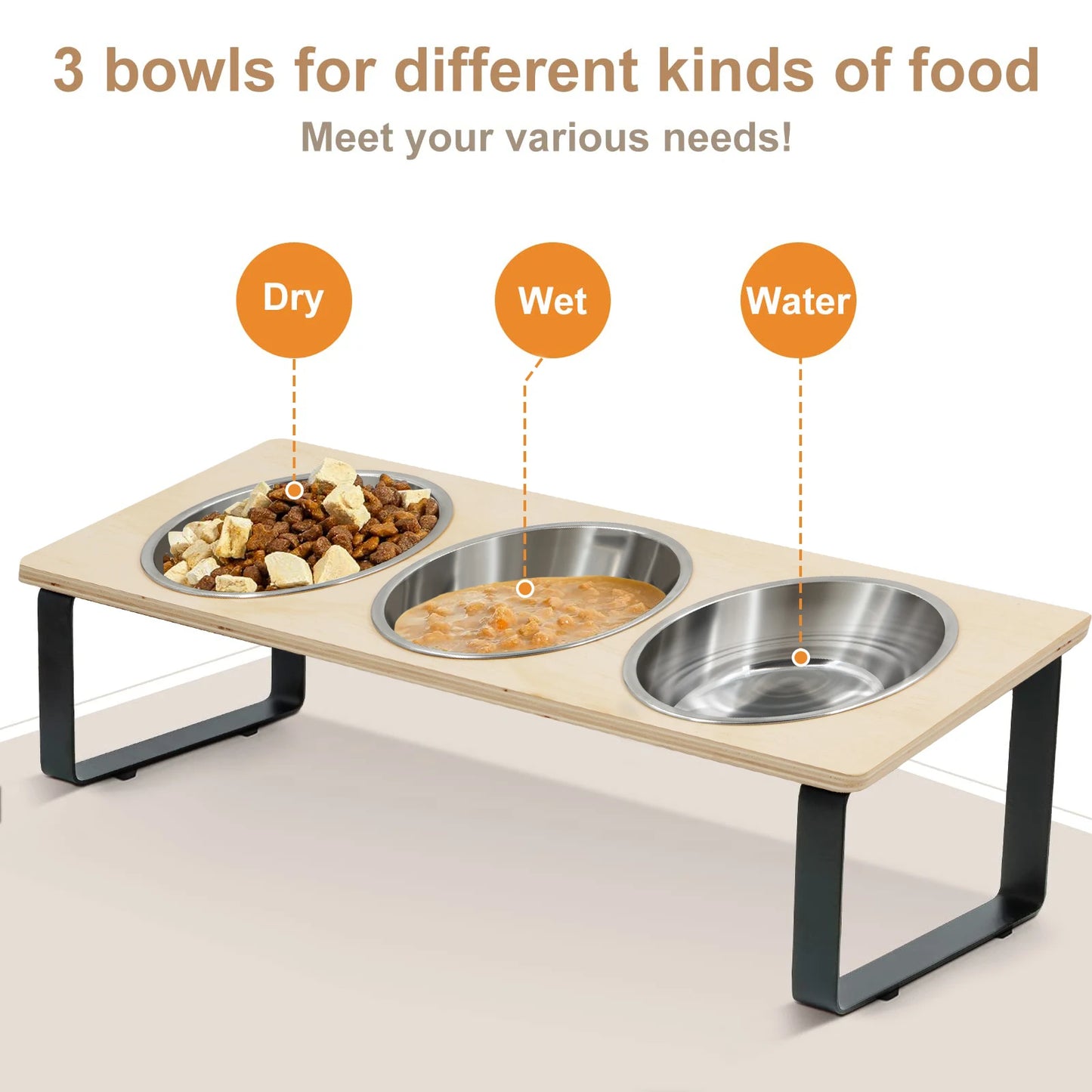 Elevated Cat Bowls Feeder 15° Tilted Raised Feeding & Watering