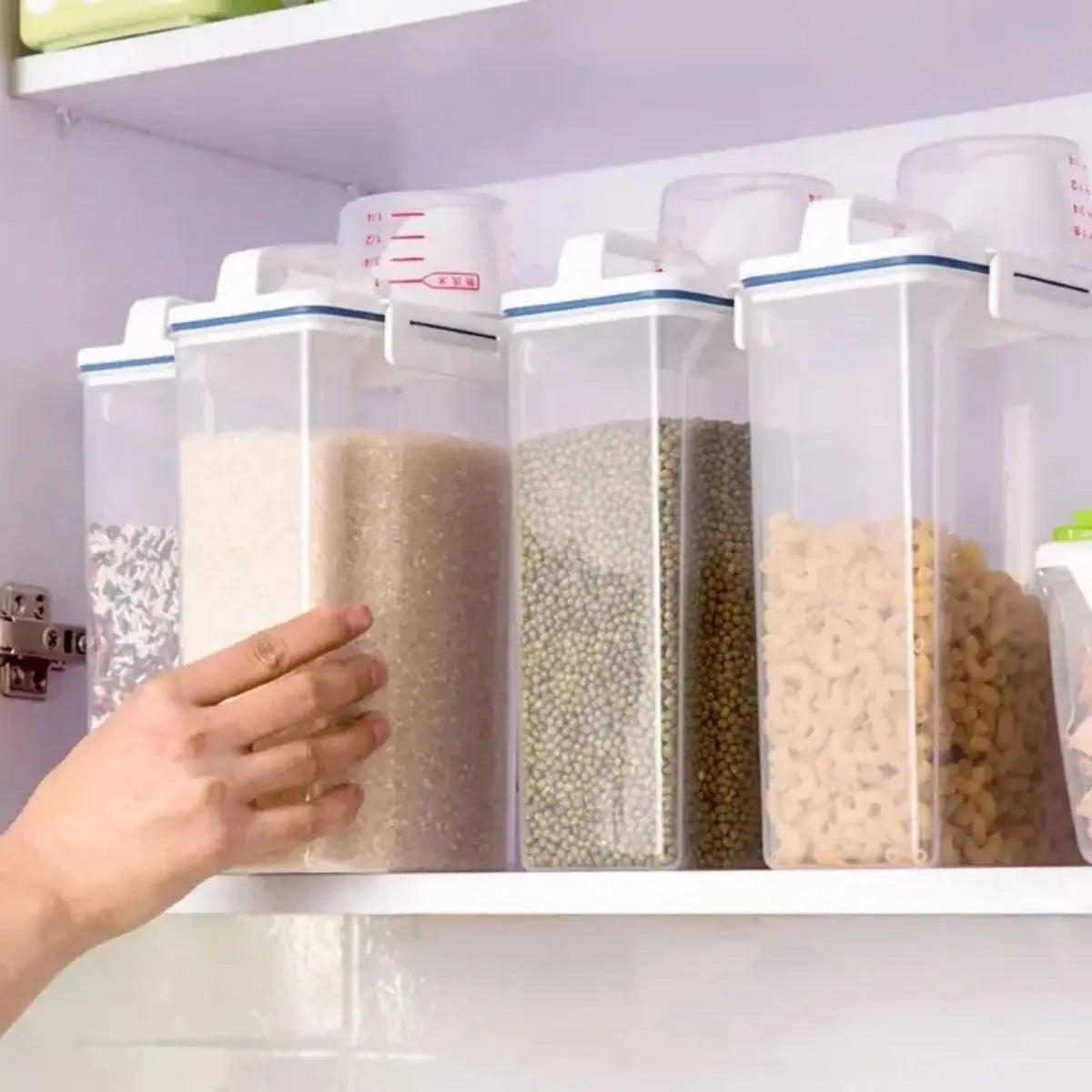 【Hot sales】1pc Rice And Grains Food Storage Canister With Measuring