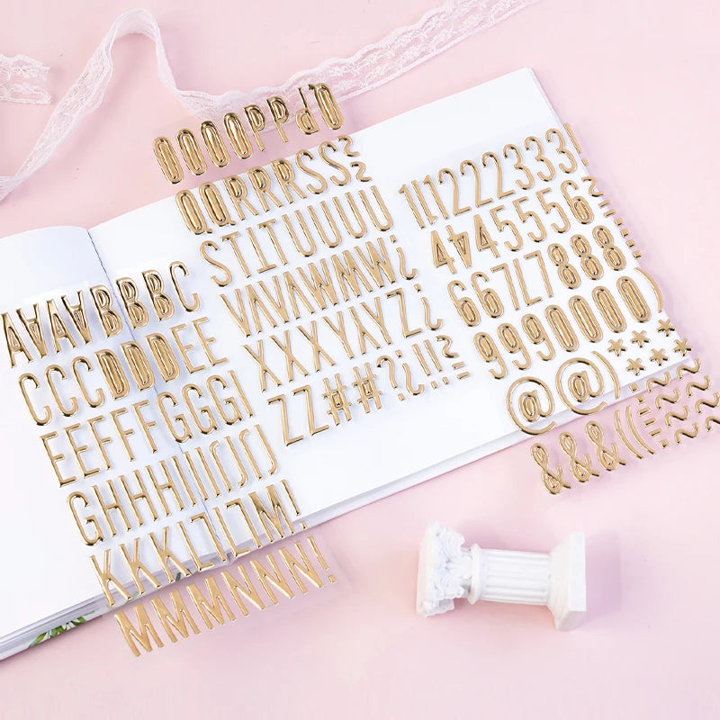 3 Sheets 3D Gold Puffy Letter Number Stickers Letters Stickers Self