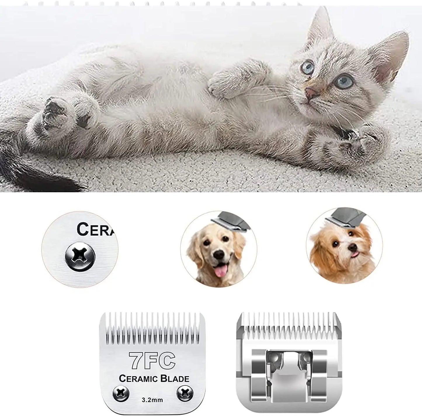 7FC Detachable Pet Dog Clipper Blade Set Compatible With For Most