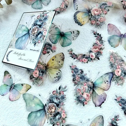 30 PCs Butterfly Flower Themed DIY Decorative Stickers Pack Decorative