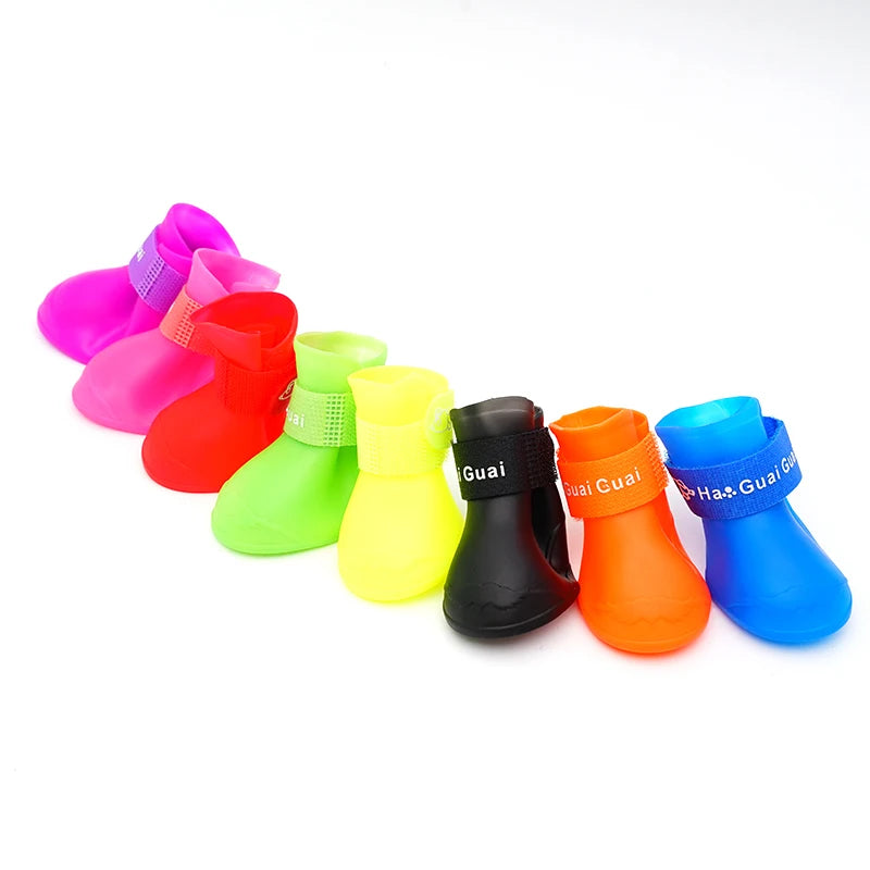 Pet silicone rain shoes anti-dirty non-slip waterproof dog shoes soft