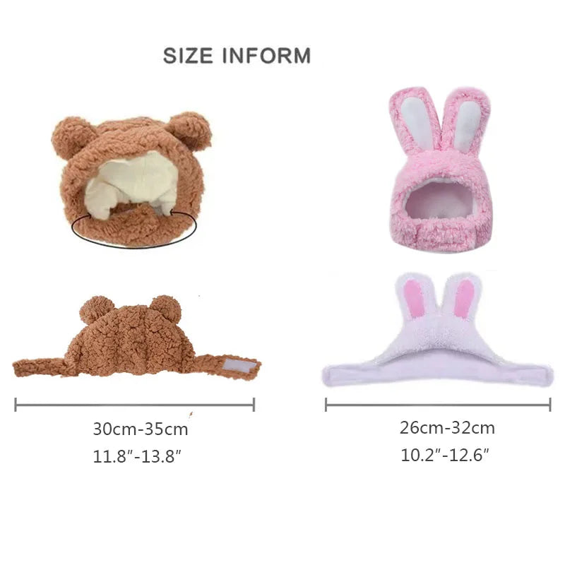 Cute Bear Rabbit Hooded Pet Cat Dog Accessories Cosplay Cat Hat Winter