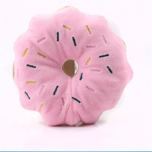 Soft Donuts Plush Dog Toy Puppy Chew Squeaky Sound Toy Small Medium