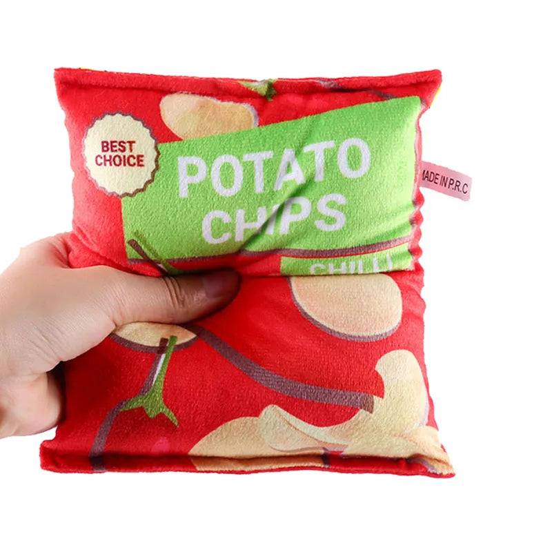 Funny Dog Toys Crisps Plush Filled Pets Squeaky Chew Toy