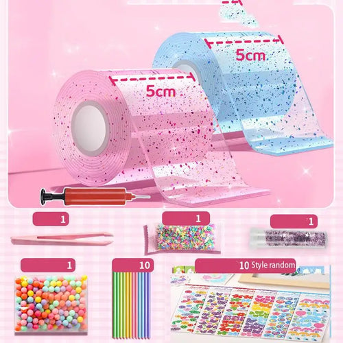 PET Nano Glue Knead Music Double Sided Tape Blow Bubbles Full Set Of