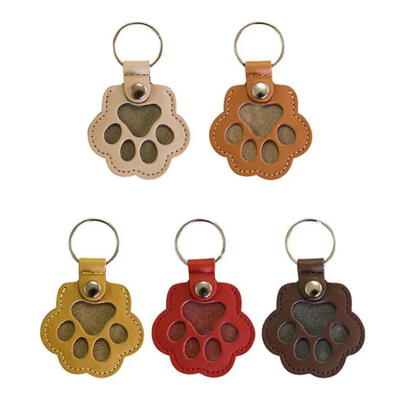 Leather Keychain Creative Pet Shelter Storage Ornament Cat Dog Hair
