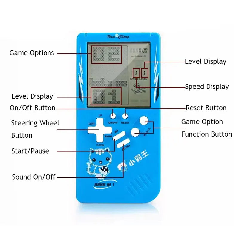 Classic Electronic Game Retro Puzzle Toy Blue Large Screen Handheld