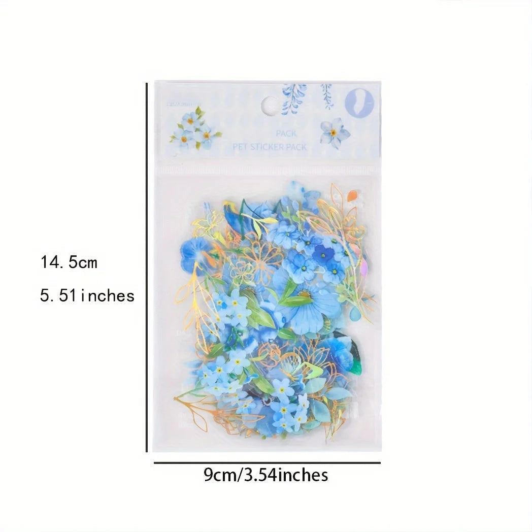 40pcs  Vintage gold foil green leaf and floral stickers, suitable for