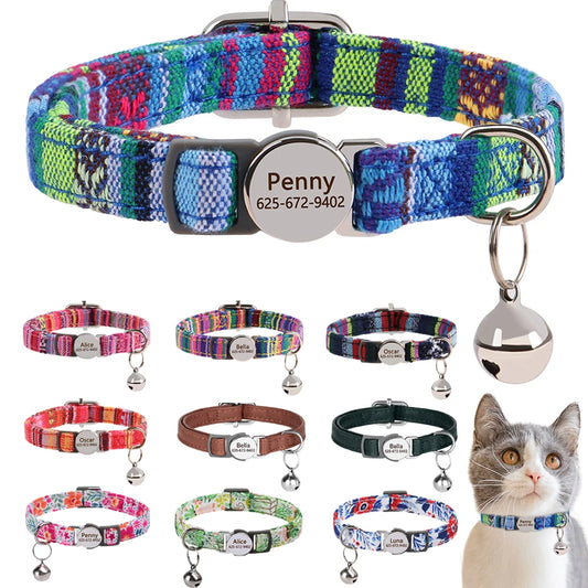 Cat Collar Free Personalized Kitten Collars Engraved Pet Puppy Name
