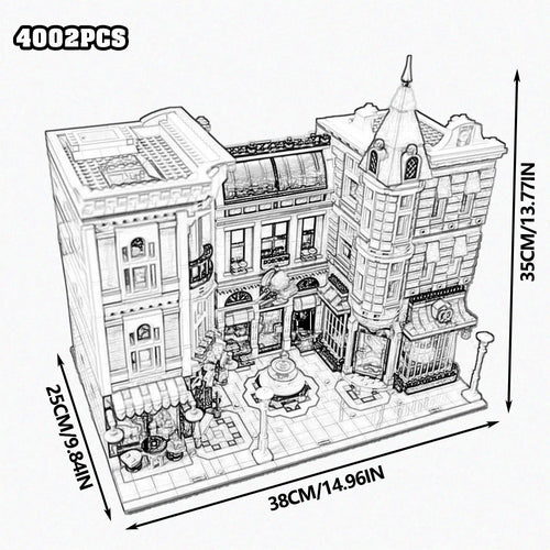 Creative Expert Bricks Bank Cafe Corner MOC Street View City Model