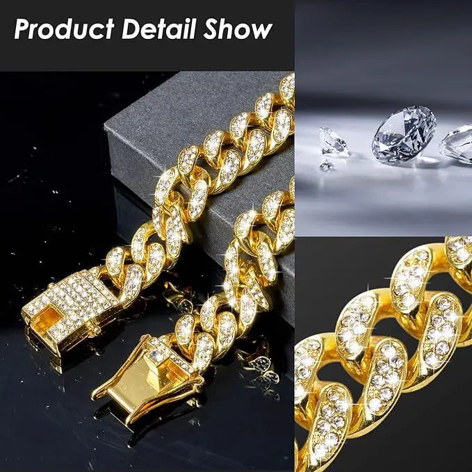 New Style Pet Collar Necklace Cat Dog Full Diamond Cuban Chains Dog