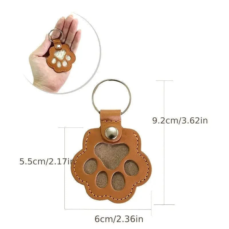 Memorial Leather Pet Hair Storage Bag Cat Paw Keychain Multifunctional