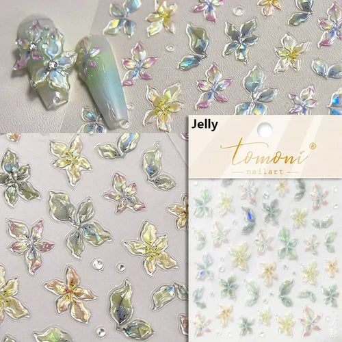 1piece 5Dcute tulip flower nail stickers high quality self-adhesive