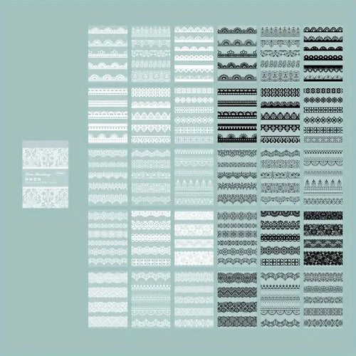 30pcs, Vintage Style Black And White Lace Stickers Book DIY Diary Junk