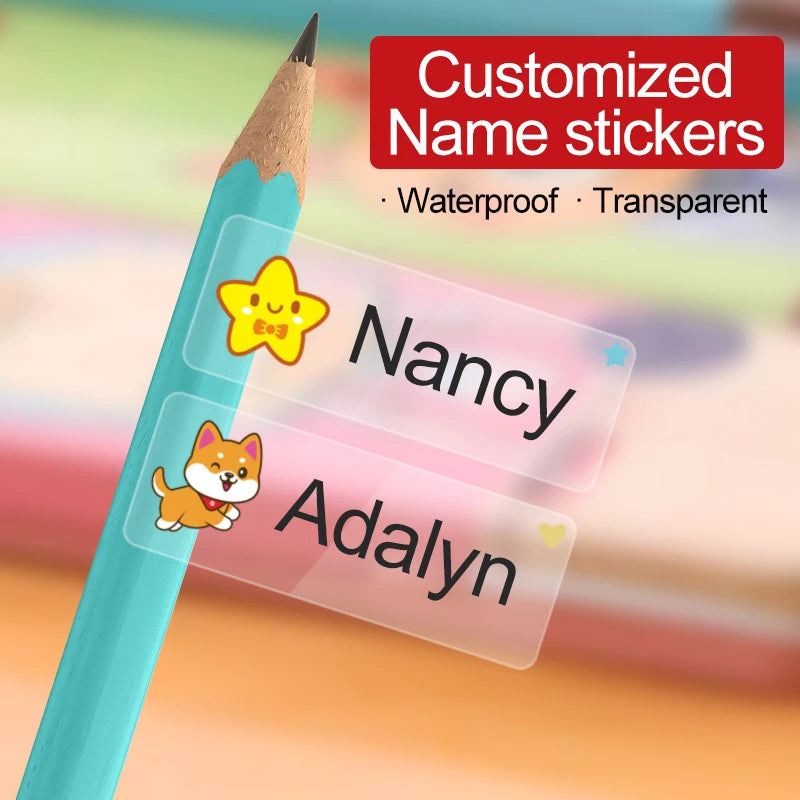 Customized Waterproof Animal Name Stickers-Transparent Kids Labels for