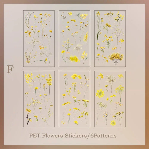 6pcs/pack Transparent  Flowers Plants PET Decorative Stickers Diary
