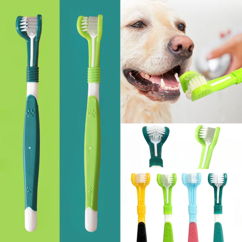 3-Sided Pet Toothbrush Dog Plastic Toothbrush Removing Bad Breath