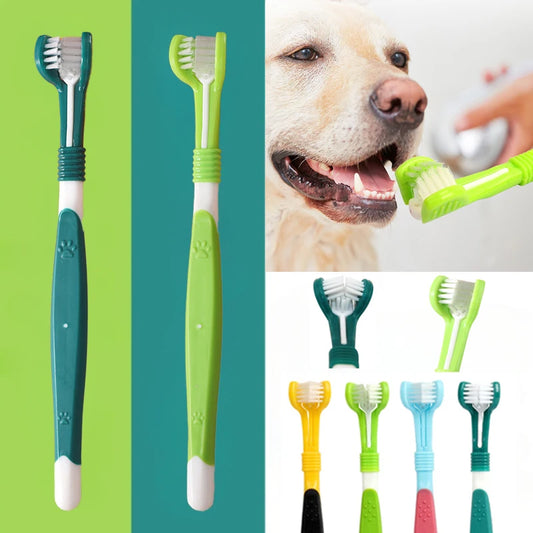 3-Sided Pet Toothbrush Dog Plastic Toothbrush Removing Bad Breath