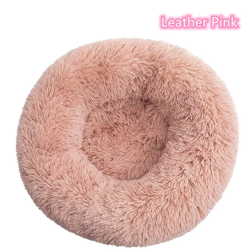Super Soft Pet Cat Bed Plush Full Size Washable Calm Bed Donut Bed