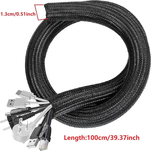 1M 3M 5M Braided Cable Sleeve PET Nylon Wrapping Cable Casing Cable
