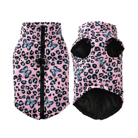 Dog Jacket Winter Warm Clothes For Small Medium Dogs Cats Leopard