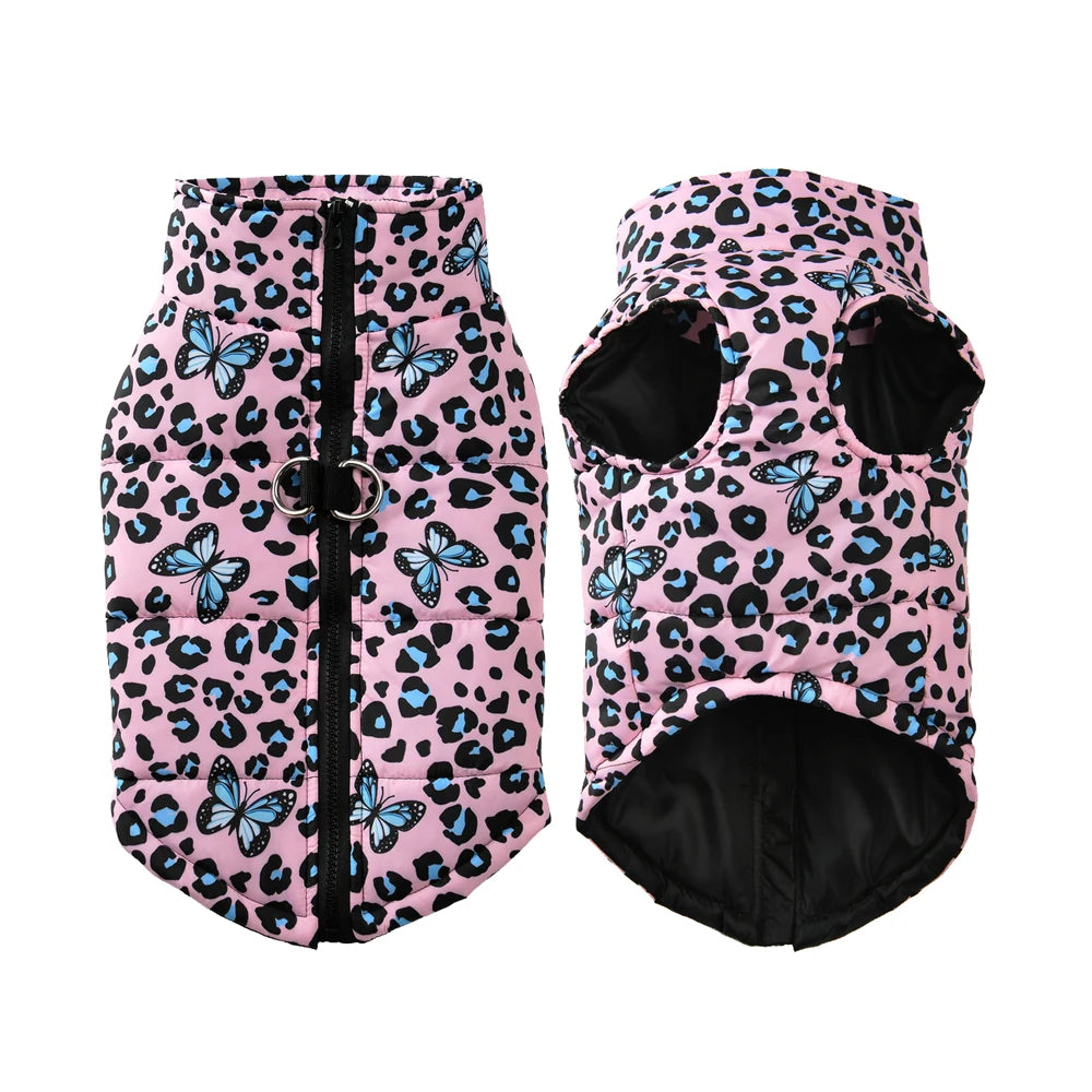 Dog Jacket Winter Warm Clothes For Small Medium Dogs Cats Leopard