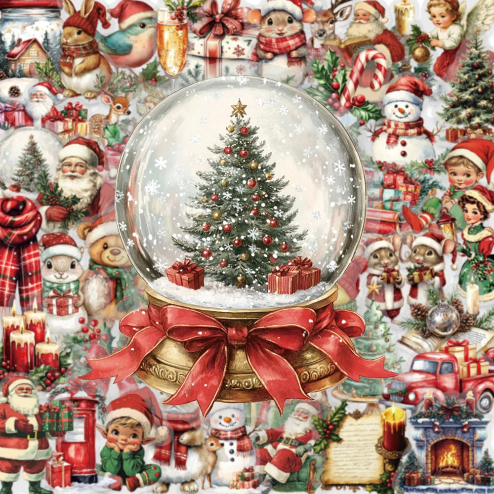 50PCS Celebrating Christmas Cartoon Art PET Stickers Creative