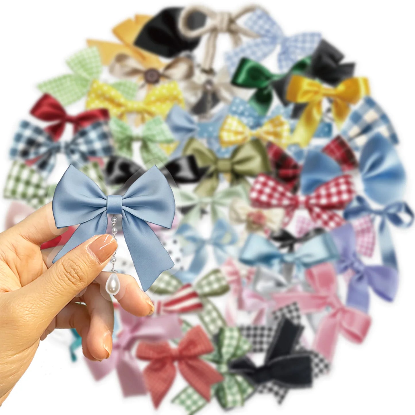 50Pcs Bow Transparent Sticker Pack Cartoon Cute Waterproof PET