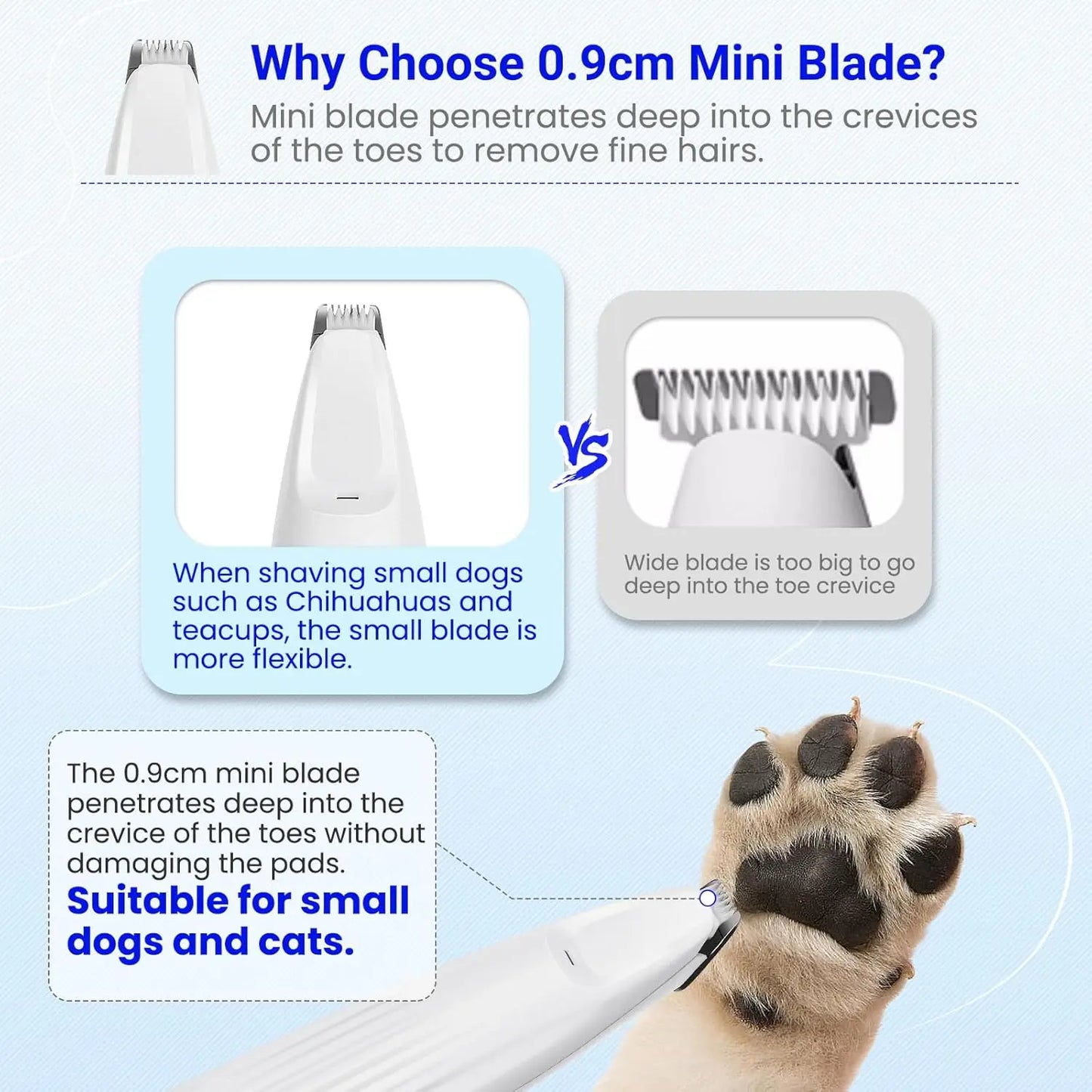 Portable Dog Paw Trimmer with Led Light Rechargeable Cordless Nail