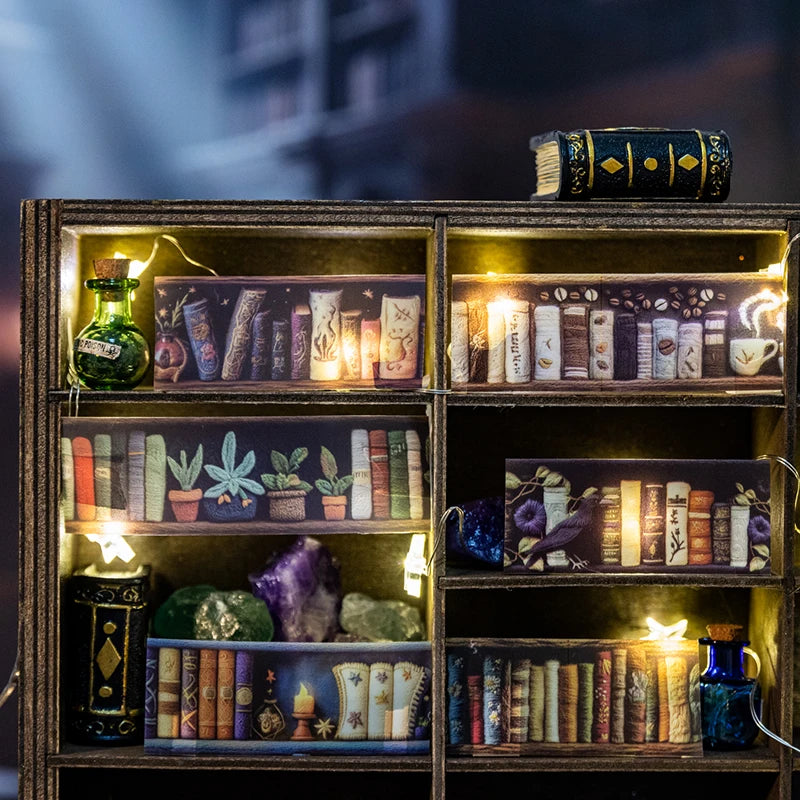 2m/roll Magician Bookcase Series PET Stickers Creative Collage For DIY