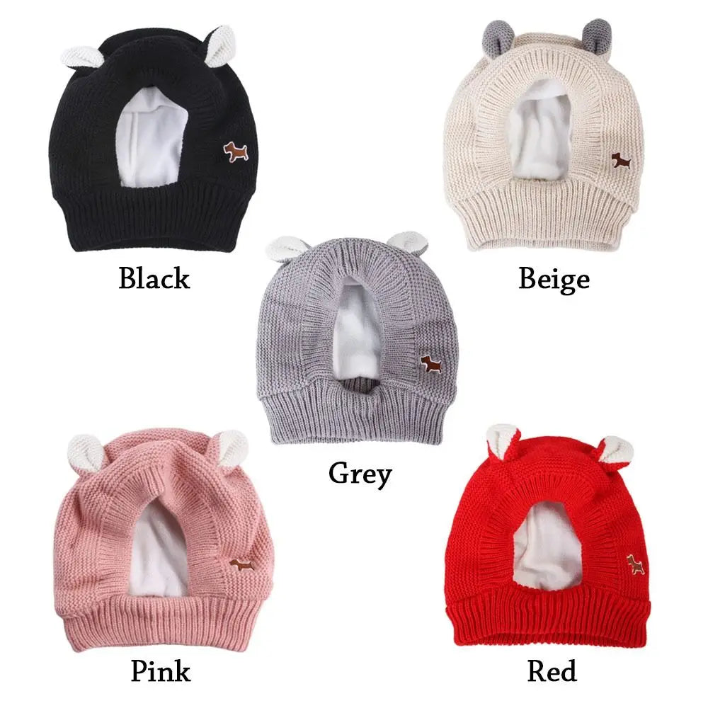 Quiet Dog Ear Muffs Noise Protection Pet Ears Covers Knitted Hat