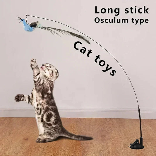 Simulation Bird Cat Toys Funny Interactive Peacock with Bell Cat Stick