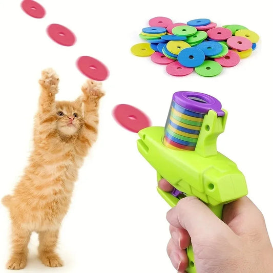 Mini Carrot Flying Disc Launcher Toy, Chew Proof Durable, Catnip Bell