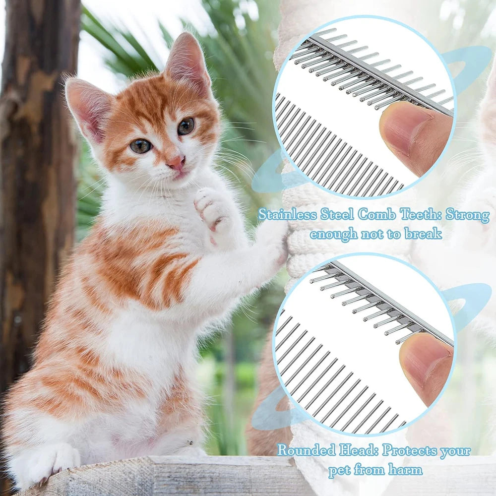 1Pcs Pet Wooden Handle Comb Cats/Dogs Stainless Steel Beauty Comb Pet